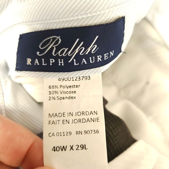 Ralph Lauren Mens 40x29 Grayish Brown Polyester Viscose Pleated Dress Pants - Picture 3 of 6